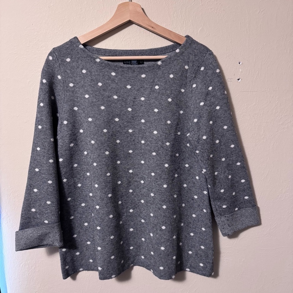 Cynthia Rowley polka dot gray cuffed sweater Size Medium